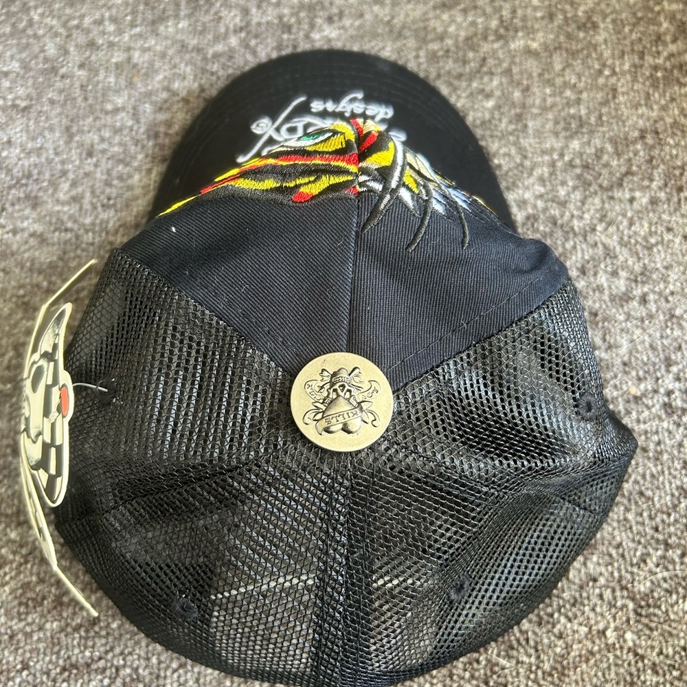 Ed Hardy Black Mesh Cap with Colorful Embroidery